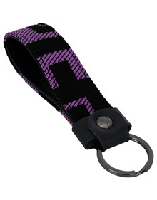 Keyring in Enigma fabric material with leather trimming VIEW ALL