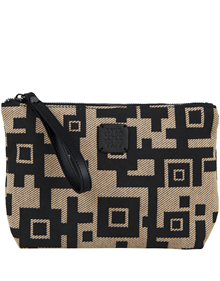 Clutch bag in Enigma fabric material with leather trimming VIEW ALL