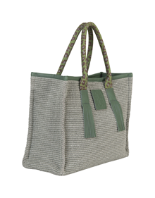 Tote bag in in Raffia material with leather trimming VIEW ALL