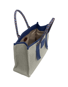 Τσάντα tote σε υλικό Raffia με δερμάτινα δεσίματα VIEW ALL